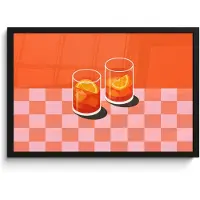 PosterMonkey Poster in lijst - Fotolijst 60x40 cm - Posters - Sinaasappel - Glazen - Oranje - Posterlijst zwart - Decoratie - Wanddecoratie woonkamer - Muurdecoratie slaapkamer