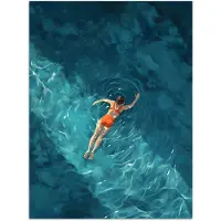 PosterMonkey Poster 30x40 cm - Vrouw - Water - Bikini - Oranje - Posters - Kamer decoratie - Wanddecoratie woonkamer - Muurdecoratie slaapkamer