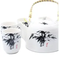 Ancient Wisdom Kruidenthee Servies - Blauw Oosters - Theepot Met Metalen Zeef + 6 kopjes