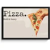 PosterMonkey Poster in lijst - Fotolijst 60x40 cm - Posters - Pizza - Kaas - Pepperoni - Posterlijst zwart - Decoratie - Wanddecoratie woonkamer - Muurdecoratie slaapkamer