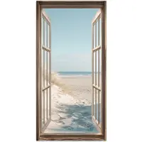 PosterMonkey Poster 80x160 cm - Doorkijk - Helmgras - Duinen - Zee - Landschap - Posters - Kamer decoratie - Wanddecoratie woonkamer - Muurdecoratie slaapkamer