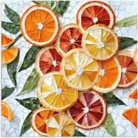 PosterMonkey Poster 50x50 cm - Schijfjes - Fruit - Oranje - Mozaïek - Posters - Kamer decoratie - Wanddecoratie woonkamer - Muurdecoratie slaapkamer