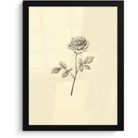 PosterMonkey Poster in lijst - Fotolijst 30x40 cm - Posters - Illustratie - Zwart - Roos - Posterlijst zwart - Decoratie - Wanddecoratie woonkamer - Muurdecoratie slaapkamer