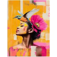 PosterMonkey Poster 120x160 cm - Vogel - Vrouw - Abstract - Bloem - Posters - Kamer decoratie - Wanddecoratie woonkamer - Muurdecoratie slaapkamer XXL