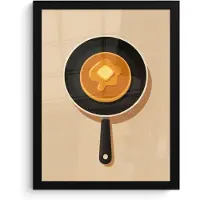 PosterMonkey Poster in lijst - Fotolijst 30x40 cm - Posters - Pannenkoek - Koekenpan - Boter - Minimalistisch - Posterlijst zwart - Decoratie - Wanddecoratie woonkamer - Muurdecoratie slaapkamer