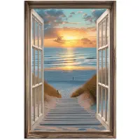 PosterMonkey Poster 60x90 cm - Doorkijk - Strand - Pad - Zonsondergang - Posters - Kamer decoratie - Wanddecoratie woonkamer - Muurdecoratie slaapkamer