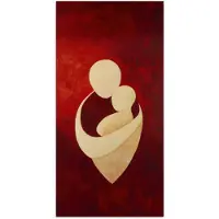 PosterMonkey Poster 40x80 cm - Abstract - Moeder - Kind - Rood - Posters - Kamer decoratie - Wanddecoratie woonkamer - Muurdecoratie slaapkamer