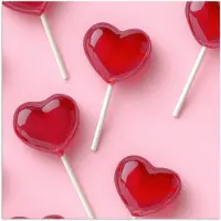 PosterMonkey Poster 30x30 cm - Lollies - Hartjes - Roze - Posters - Kamer decoratie - Wanddecoratie woonkamer - Muurdecoratie slaapkamer