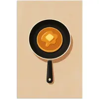 PosterMonkey Poster 60x90 cm - Pannenkoek - Koekenpan - Boter - Minimalistisch - Posters - Kamer decoratie - Wanddecoratie woonkamer - Muurdecoratie slaapkamer