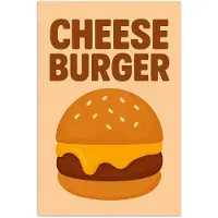 PosterMonkey Poster 60x90 cm - Cheeseburger - Minimalistisch - Geel - Posters - Kamer decoratie - Wanddecoratie woonkamer - Muurdecoratie slaapkamer