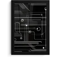 PosterMonkey Poster in lijst - Fotolijst 20x30 cm - Posters - Gaming - Abstract - Lijnen - Rondjes - Zwart - Posterlijst zwart - Decoratie - Wanddecoratie woonkamer - Muurdecoratie slaapkamer