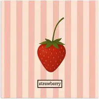 PosterMonkey Poster 100x100 cm - Aardbei - Strepen - Minimalistisch - Rood - Posters - Kamer decoratie - Wanddecoratie woonkamer - Muurdecoratie slaapkamer XXL