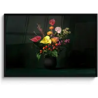 PosterMonkey Poster in lijst - Fotolijst 120x80 cm - Posters - Bloemen - Vaas - Zwart - Posterlijst zwart - Decoratie - Wanddecoratie woonkamer - Muurdecoratie slaapkamer