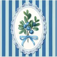PosterMonkey Poster 30x30 cm - Illustratie - Bessen - Blauw - Strepen - Posters - Kamer decoratie - Wanddecoratie woonkamer - Muurdecoratie slaapkamer