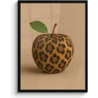 PosterMonkey Poster in lijst - Fotolijst 60x80 cm - Posters - Appel - Panter - Blaadje - Groen - Posterlijst zwart - Decoratie - Wanddecoratie woonkamer - Muurdecoratie slaapkamer