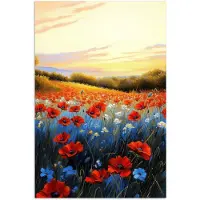 PosterMonkey Poster 80x120 cm - Klaproos - Bloemenveld - Kleurrijk - Posters - Kamer decoratie - Wanddecoratie woonkamer - Muurdecoratie slaapkamer