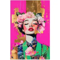 PosterMonkey Poster 40x60 cm - Bloemenkroon - Goud - Vrouw - Portret - Posters - Kamer decoratie - Wanddecoratie woonkamer - Muurdecoratie slaapkamer