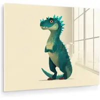 MuchoWow Glasschilderij 160x120 cm - Schilderij acrylglas - Dinosaurus - Turquoise - Stekels - Foto op glas - Muurdecoratie woonkamer - Wanddecoratie slaapkamer - Schilderijen
