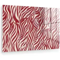 MuchoWow Glasschilderij 150x100 cm - Schilderij acrylglas - Golvende vormen - Abstract - Rood - Foto op glas - Muurdecoratie woonkamer - Wanddecoratie slaapkamer - Schilderijen