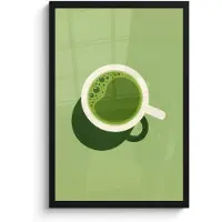 PosterMonkey Poster in lijst - Fotolijst 40x60 cm - Posters - Minimalistisch - Kopjes - Matcha -Groen - Posterlijst zwart - Decoratie - Wanddecoratie woonkamer - Muurdecoratie slaapkamer