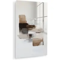 MuchoWow Glasschilderij 120x180 cm - Schilderij acrylglas - Penseelstreken - Balans - Beige - Bruin - Foto op glas - Muurdecoratie woonkamer - Wanddecoratie slaapkamer - Schilderijen