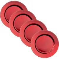 Cepewa Kaarsen bord - 4x - diner onderborden - rood - Dia 33 cm - Kaarsenbord - Kunststof - Rond - Kerst - Gedekte tafel
