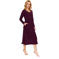 Doctor Nap Katoenen Nachthemd Borstvoeding Zwangerschap Burgundy TM.7318 44 / XXL
