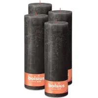 Bolsius 4 stuks antraciet rustiek stompkaarsen 300/100 (200 uur) Eco Shine Stormy Grey