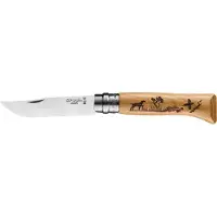 Opinel No.08 Dog Engraved Zakmes RVS Hout