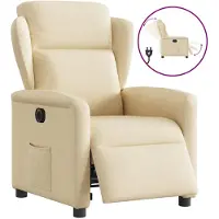 vidaXL Fauteuil verstelbaar elektrisch stof crèmekleurig