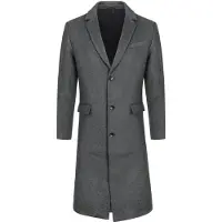 Allthemen ALLTHEMAN Heren Effen Lange Winterjas tot over de Knie - Wollen Slank fit Warm Jasje - M