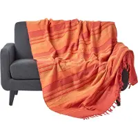 Homescapes Marokko sprei, terracotta strepen, 150 x 200 cm