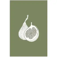 PosterMonkey Poster 60x90 cm - Vijgen - Minimalistisch - Getekend - Mosgroen - Posters - Kamer decoratie - Wanddecoratie woonkamer - Muurdecoratie slaapkamer