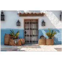 PosterMonkey Poster 30x20 cm - Deur - Manden - Planten - Posters - Kamer decoratie - Wanddecoratie woonkamer - Muurdecoratie slaapkamer