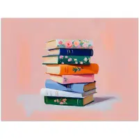 PosterMonkey Poster 120x90 cm - Boeken - Stapel - Kleurrijk - Posters - Kamer decoratie - Wanddecoratie woonkamer - Muurdecoratie slaapkamer