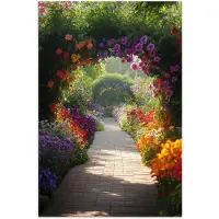 PosterMonkey Poster 120x180 cm - Doorkijk - Pad - Bloemen - Struik - Kleurrijk - Posters - Kamer decoratie - Wanddecoratie woonkamer - Muurdecoratie slaapkamer XXL