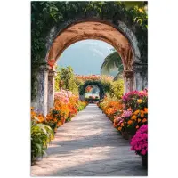 PosterMonkey Poster 120x180 cm - Doorkijk - Bloemen - Tropisch - Kleurrijk - Posters - Kamer decoratie - Wanddecoratie woonkamer - Muurdecoratie slaapkamer XXL
