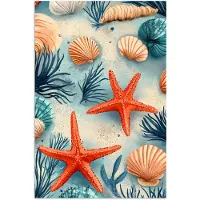 PosterMonkey Poster 80x120 cm - Zeesterren - Schelpen - Illustratie - Zand - Posters - Kamer decoratie - Wanddecoratie woonkamer - Muurdecoratie slaapkamer
