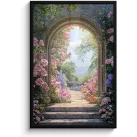 PosterMonkey Poster in lijst - Fotolijst 60x90 cm - Posters - Doorkijk - Rozen - Vintage - Bloemen - Posterlijst zwart - Decoratie - Wanddecoratie woonkamer - Muurdecoratie slaapkamer