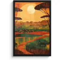 PosterMonkey Poster in lijst - Fotolijst 40x60 cm - Posters - Landschap - Afrikaans - Zon - Posterlijst zwart - Decoratie - Wanddecoratie woonkamer - Muurdecoratie slaapkamer