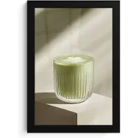 PosterMonkey Poster in lijst - Fotolijst 20x30 cm - Posters - Matcha - Glas - Groen - Minimalistisch - Posterlijst zwart - Decoratie - Wanddecoratie woonkamer - Muurdecoratie slaapkamer