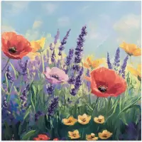 PosterMonkey Poster 100x100 cm - Weide - Bloemen - Kleurrijk - Posters - Kamer decoratie - Wanddecoratie woonkamer - Muurdecoratie slaapkamer XXL