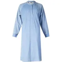 Lunatex - warm dames nachthemd 224183 badstof - winter nachthemd - blauw - maat XL
