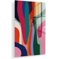 MuchoWow Glasschilderij 120x180 cm - Schilderij acrylglas - Vormen - Bochten - Kleurrijk - Abstract - Foto op glas - Muurdecoratie woonkamer - Wanddecoratie slaapkamer - Schilderijen