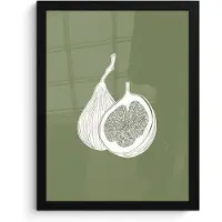 PosterMonkey Poster in lijst - Fotolijst 30x40 cm - Posters - Vijgen - Minimalistisch - Getekend - Mosgroen - Posterlijst zwart - Decoratie - Wanddecoratie woonkamer - Muurdecoratie slaapkamer