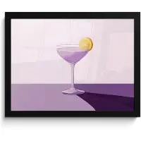 PosterMonkey Poster in lijst - Fotolijst 40x30 cm - Posters - Cocktail - Paars - Minimalistisch - Citroen - Posterlijst zwart - Decoratie - Wanddecoratie woonkamer - Muurdecoratie slaapkamer