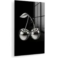 MuchoWow Glasschilderij 120x180 cm - Schilderij acrylglas - Kers - Luxueus - Metallic - Foto op glas - Muurdecoratie woonkamer - Wanddecoratie slaapkamer - Schilderijen