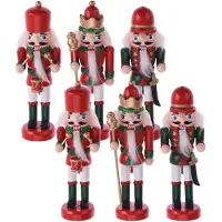 Christmas Decoration Notenkrakers kersthangers - 6x - rood/groen - 12 cm - poppetjes/soldaten - kerstversiering