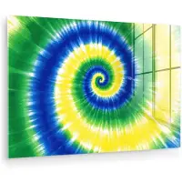 MuchoWow Glasschilderij 180x120 cm - Schilderij acrylglas - Spiraal - Groen - Draaiend - Foto op glas - Muurdecoratie woonkamer - Wanddecoratie slaapkamer - Schilderijen