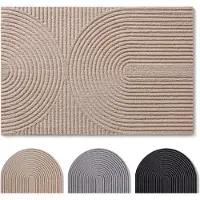 Blumtal Japandi Deurmat - Anti-slip - Polyester 60 x 90 cm - Beige - Boogpatroon